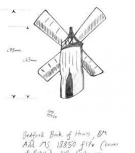 Illustration of a tower mill atop the Tower of Babel