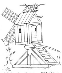 Post mill depicted on the Walsoken Brass, St Margaret's Church, King's Lynn