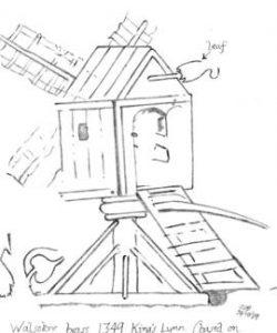 Post mill depicted on the Walsoken Brass, St Margaret's Church, King's Lynn