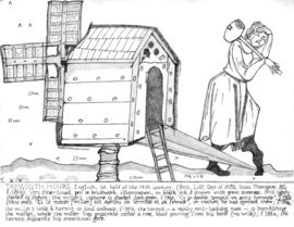 Medieval post mill and miller in the Taymouth Hours