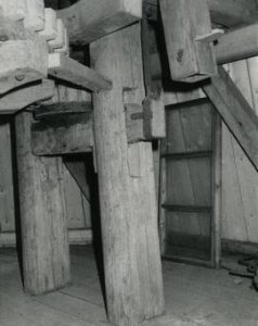 Stone nut and tempering gear in Vuorentaka Manor mill in Halikko, Varsinais-Suomi