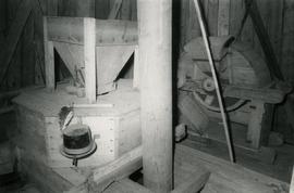 Millstones, hopper and peeling machine in Vampula museum mamsel mill, Satakunta