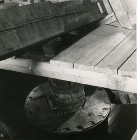 Windshaft, brake wheel and wallower in the museum mamsel mill in Hauho, Häme
