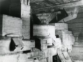 Stones and hoppers in a magpie mill on Luhtas-Köykkä farm in Luopajärvi, Jalasjärvi, South Bothnia