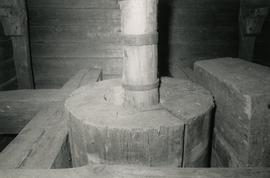 Top of post in the chicken-hawk museum mill in Kuortane, South Bothnia