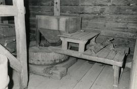 Stones and hopper in Kümajoki Farm watermill, Velaatta, Teisko, Häme