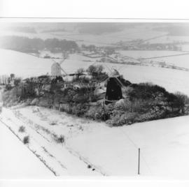 Aerial view of both restored mills