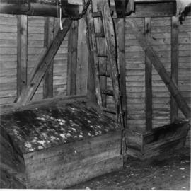 Bins on bin floor, King's Mill, Shipley