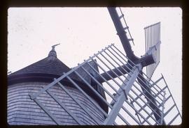 Detail of sails cap, poll end and upper smock of preserved smock mill