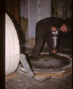 Interior of watermill building