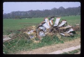 Wreckage of wind engine on ground