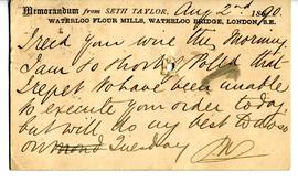 Seth Taylor, memorandum