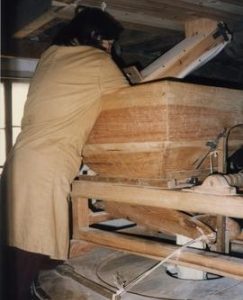 Filling the hopper with grain, Mapledurham Mill, Mapledurham