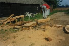 Cutting out of new rim sections, Mapledurham Mill, Mapledurham