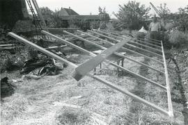 Sail frame near completion, tower mill, Thelnetham