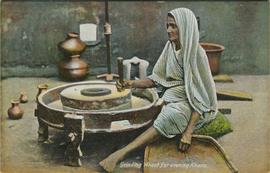 Grinding wheat for evening Khana