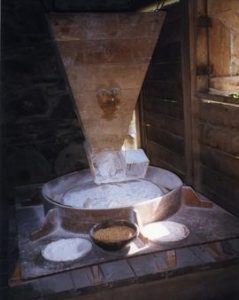 Photograph of a hopper inside a horizontal watermill, Bunratty, Clare, Ireland