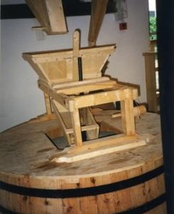 Photograph of the hopper and stone setup, Skerries Mills, Dublin, Ireland