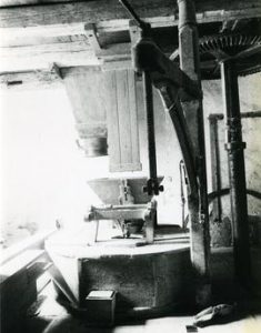 Photograph of the millstone setup, Vuillafans watermill, France