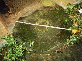 Photograph of a millstone in the ground, Goddards, Surrey
