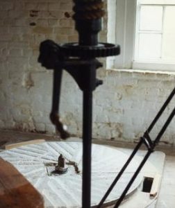 Stone crane and bedstone, Crabble Corn Mill, Temple Ewell and River