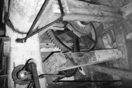 Bridge trees and top of mainpost, spur wheel, Upthorpe Road Mill, Stanton