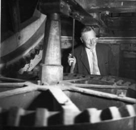 Mr. Bremer on dust floor, Union Mill, Cranbrook