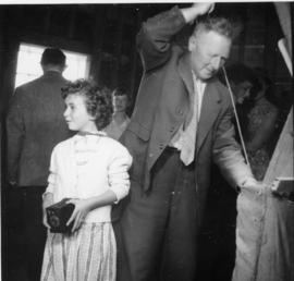 Mr. Bremer on meal floor, Union Mill, Cranbrook