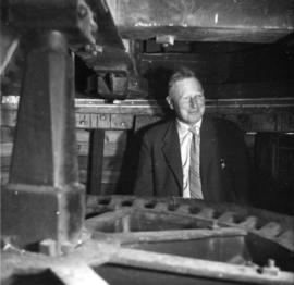 Mr. Bremer on dust floor, Union Mill, Cranbrook