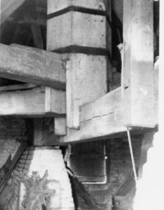 Post on Right Supports Bearing Ring and Castors, post mill, Chinnor