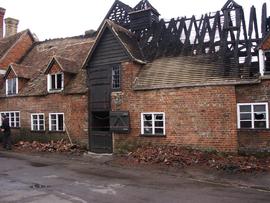 Exterior detail view of fire damage