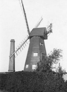 View of mill and chimney, smock mill, Newington, Ramsgate