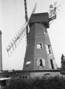 View of mill and chimney, smock mill, Newington, Ramsgate