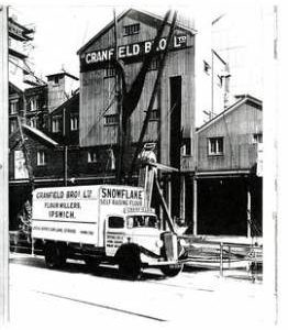 Truck in front of Cranfield's Mill