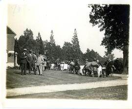 Directors and guests taking lunch on the green