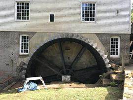 Newly restored waterwheel at Dean's Mill, Lindfield