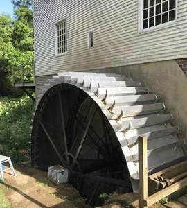 Newly restored waterwheel at Dean's Mill, Lindfield
