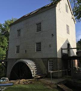 Newly restored waterwheel at Dean's Mill, Lindfield