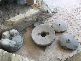 Querns in ruins of Roman villa