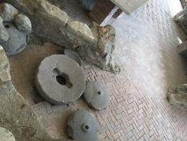 Querns in ruins of Roman villa