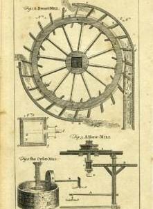Horse powered cider mill and breast shot waterwheel