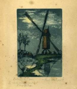 "Bataille de l'Yser - Le vieux moulin pendant l'inondation"