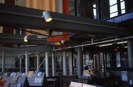 "Lowell, USA, Lowell Mill, beams in Visitor Centre"