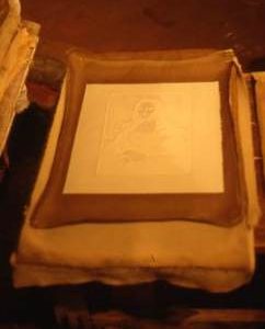 "Fabriano museum - sheet couched in wine"