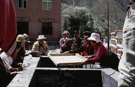 Dege Papermaking Mould lifted from vat.