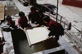 Dege Papermaking Mould lifted from vat.