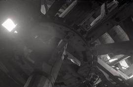 "Windmill at Lacey Green, Bucks - interior view showing wallower and cap framing"