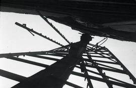 "Windmill at Lacey Green, Bucks - view of sail seen looking upwards from back of sail and main body"