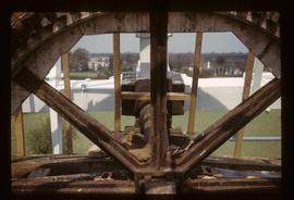 Detail of windshaft, brakewheel and new sweeps, smock mill, West Kingsdown