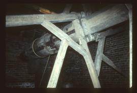 Detail of axle, boss and arms of wooden donkey wheel